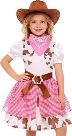 SIZGAROOT Cowgirl Costume for Girls with Hat Halloween Party Dress Up