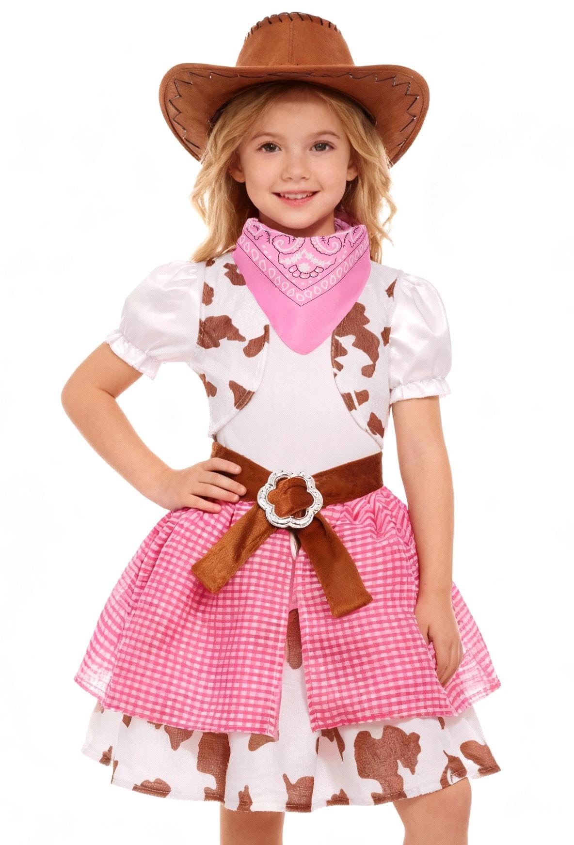SIZGAROOT Cowgirl Costume for Girls with Hat Halloween Party Dress Up