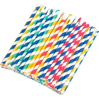 Pro DP 1000 Organic Spoon Straws Paper Drinking Straws Spoon Straws Shake Straws Made of Paper with Spoon End Diameter 8 mm Length 20 cm Multi-Coloured Mixed