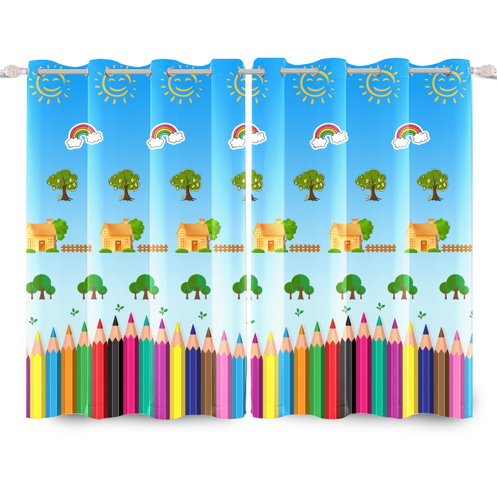 Cortinas Opacas Dibujos Animados Habitación Niños Juego De 2 Cartoon Car