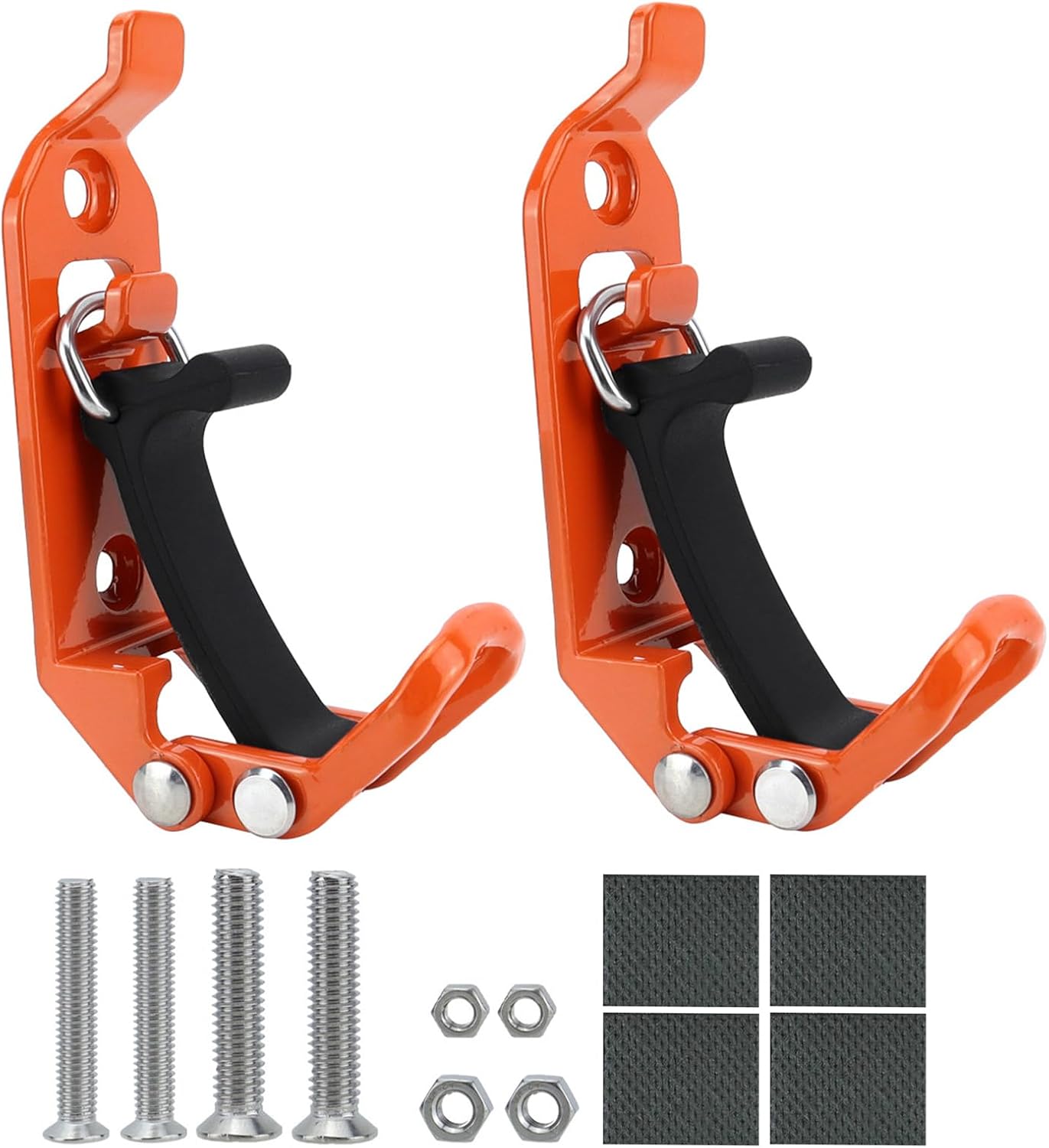 Shkalacar Heavy Duty Metal Rubber Clamp with Adjustable Straps for Off-Road Adventure, Orange Tool Holder, Non-Slip Pad for Camping