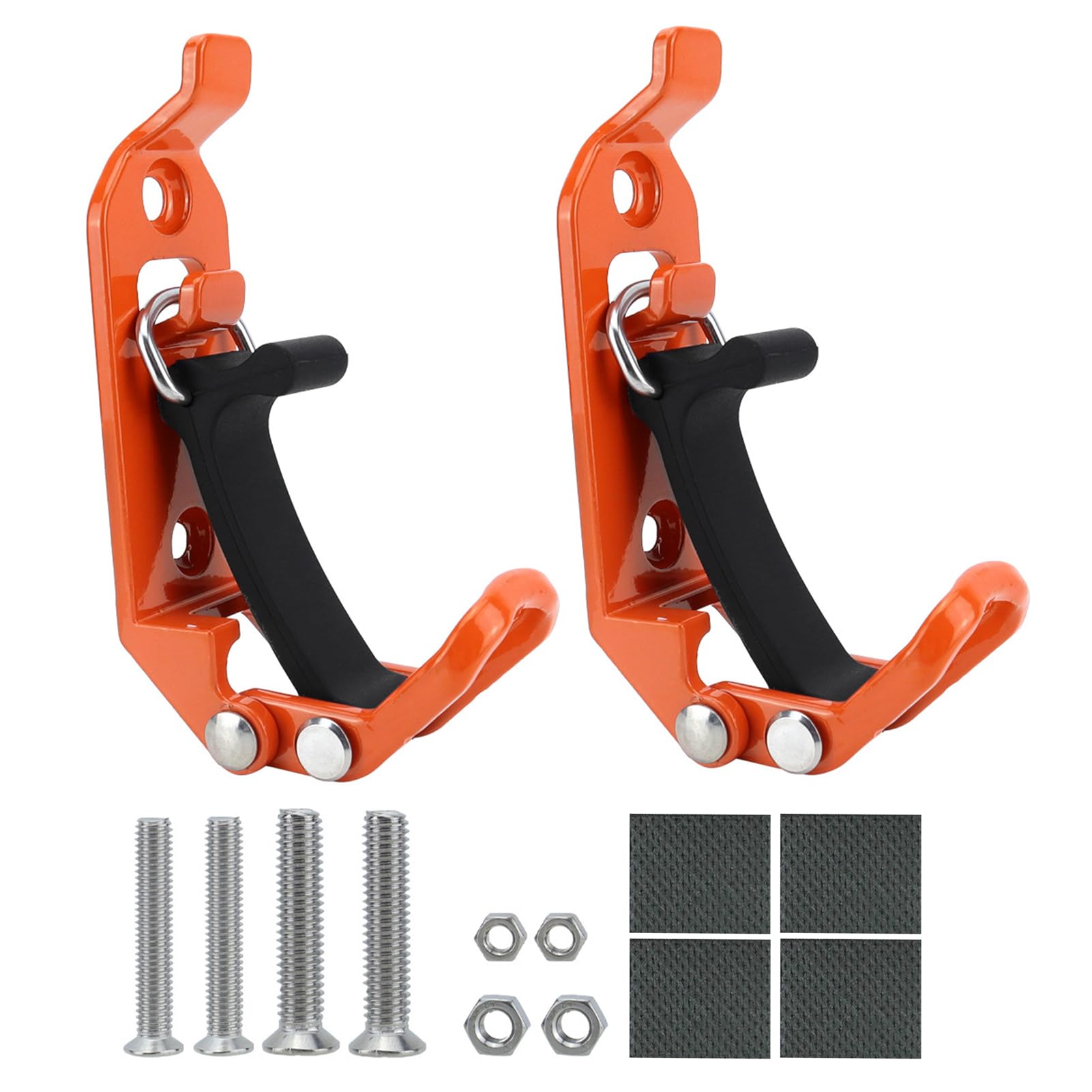 Shkalacar Heavy Duty Metal Rubber Clamp with Adjustable Straps for Off-Road Adventure, Orange Tool Holder, Non-Slip Pad for Camping