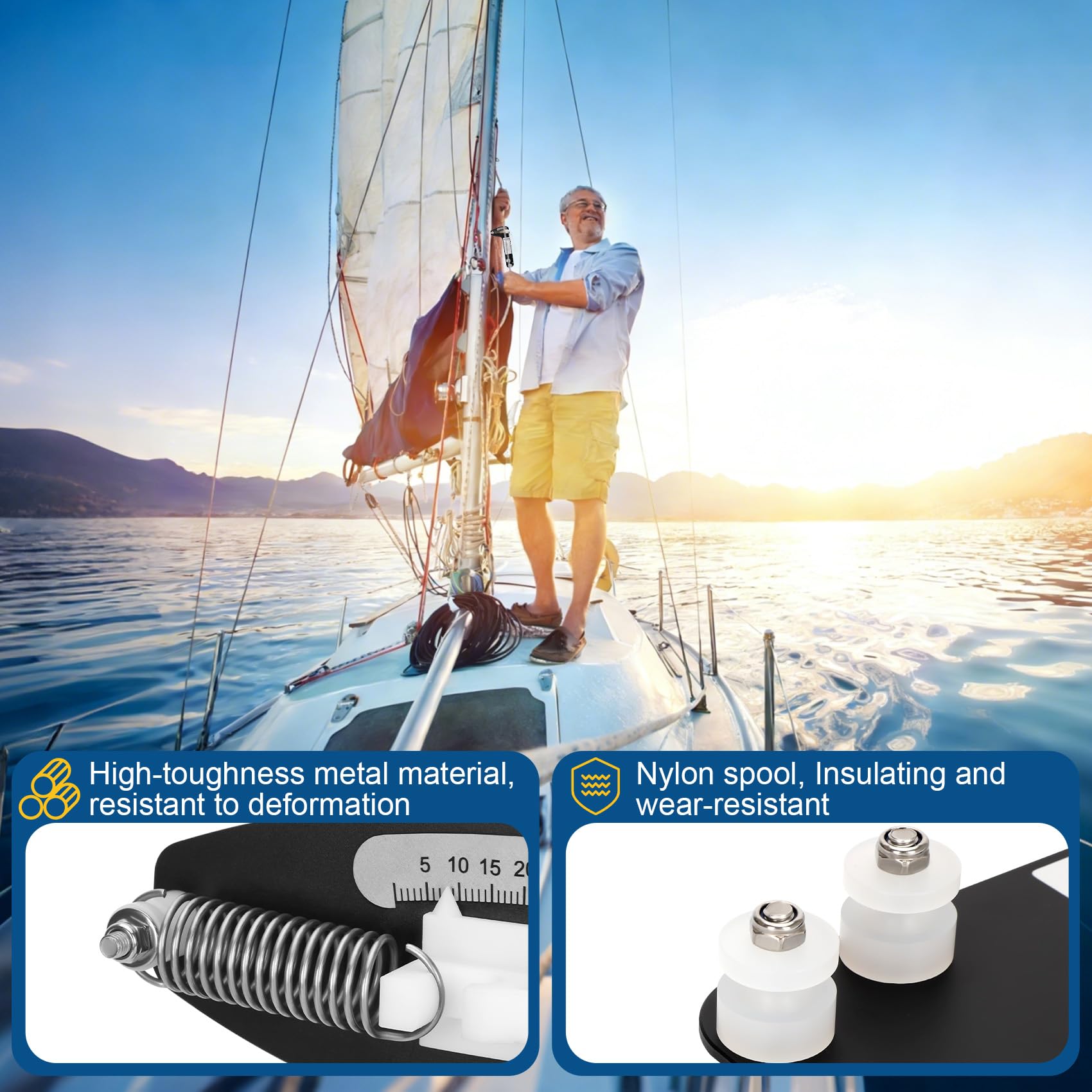 PT-1M - Medidor de tensión profesional para aparejo de velero, medidor de tensión de aparejo de velero de precisión para cuerda de alambre y aparejo de pie, afinar con precisión cables de aparejo de
