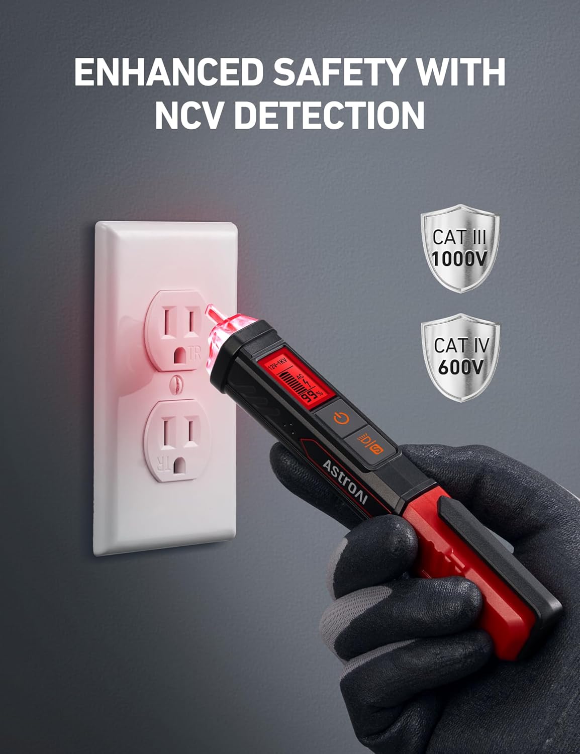 Voltage Tester with Screwdriver Non-Contact Dual Range AC 12V/70V-1000V and Clamp Meter 2000 Counts