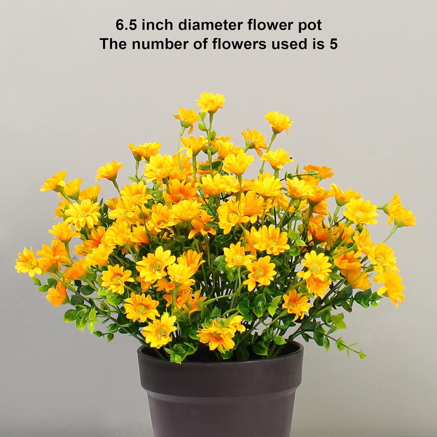 alyptus Fake Flowers Yellow Flowers for Spring Summer Decor - 8 Bundles Outdoor Christmas Flowers UV Resistant Artificial Flower for Home Garden Window Decor - Image 4