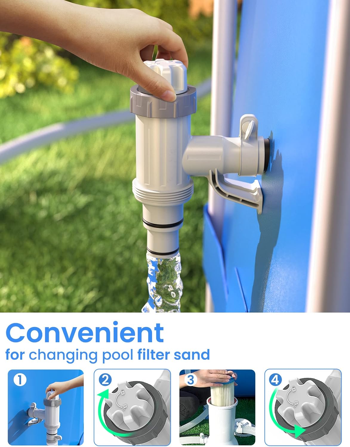 VOEER Pool Replacement Parts with Pool Pipe Holder and Plunger Valve for Above Ground Swimming Pool, Pool Hose Adapter