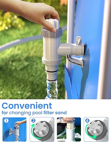 Miniatura 3 de VOEER - Piezas de repuesto para piscina con soporte de tubo de piscina y válvula de émbolo para piscina sobre el suelo, adaptador de manguera de