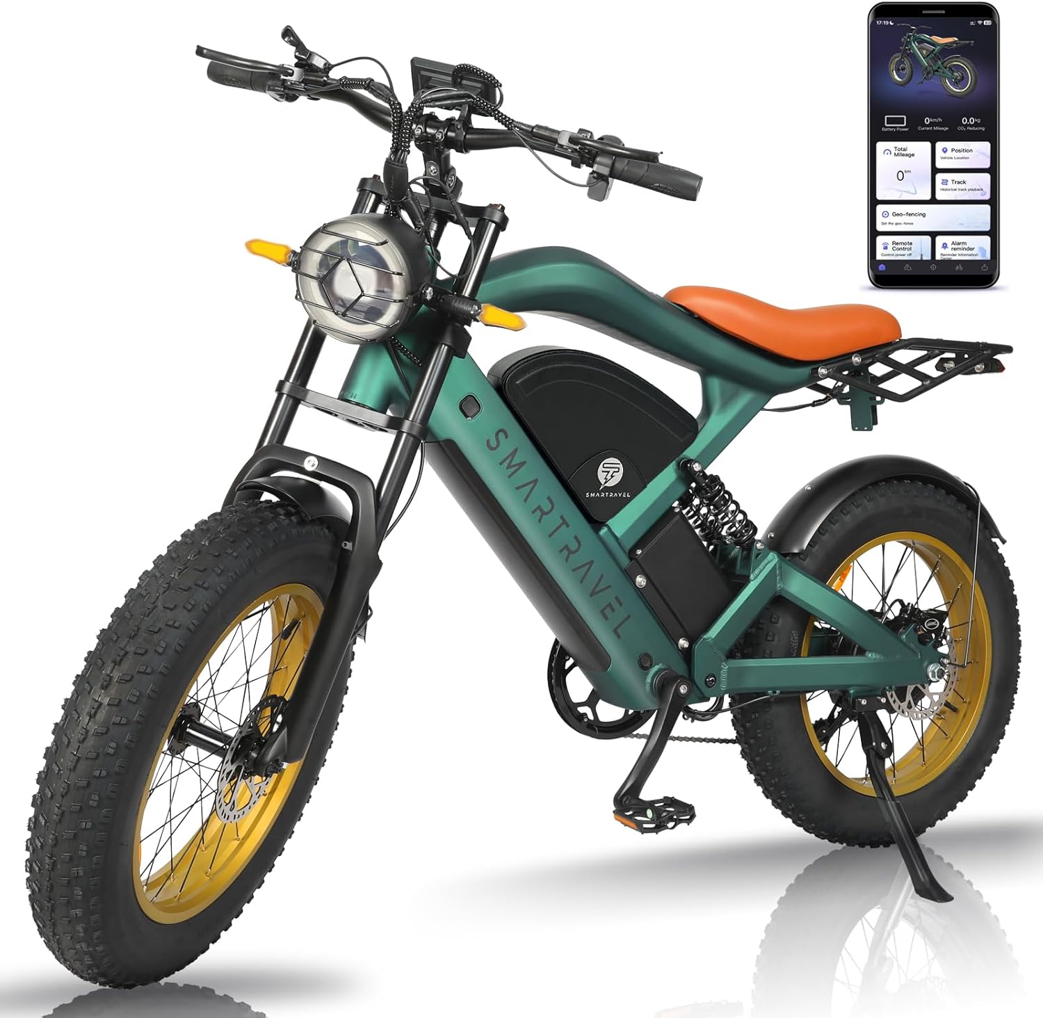 SMARTRAVEL Electric Bike, 1200W Brushless Motor Ebike, 48V/20Ah Removable Battery,GPS and APP Control, 20