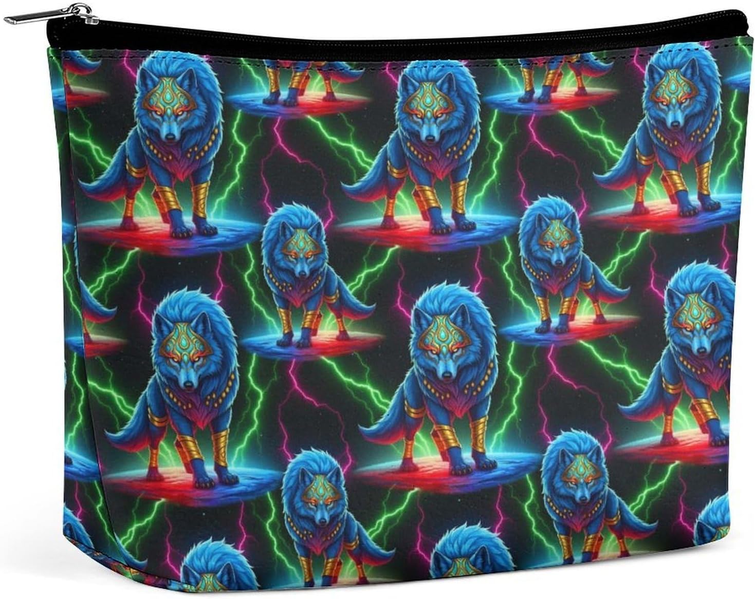 Travel Cool Lightning Cyan Wolf Toiletry Bag for Women Men
