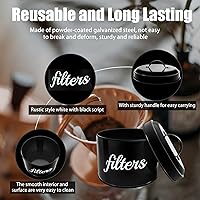 Vista 3 de Soporte para filtro de café esmaltado blanco con tapa, decoración rústica de granja de café envejecida