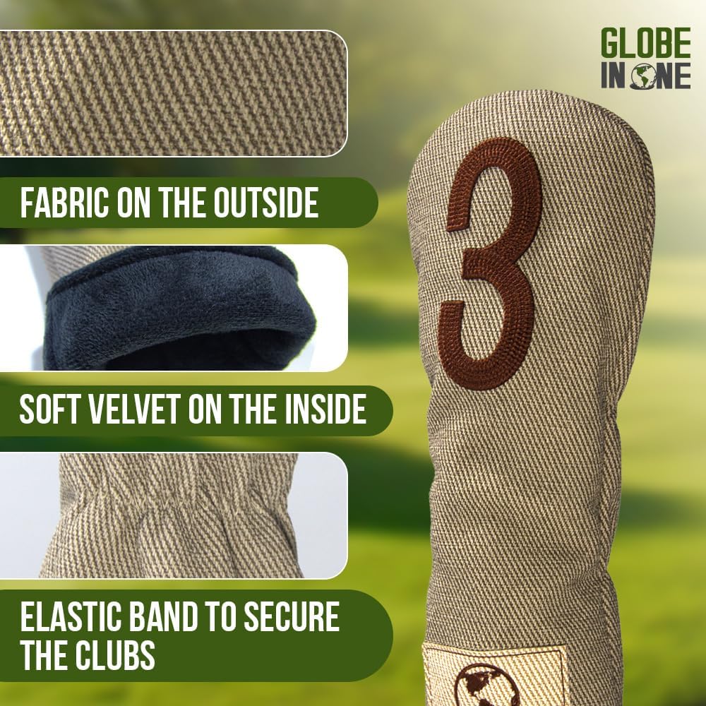 Premium Golf Club Head Covers Set of 4 - Fits Drivers Fairways Hybrids (1, 3, 5, X) | Durable Golf Headcovers, Stylish Protection for Men & Women - Golf Club Covers