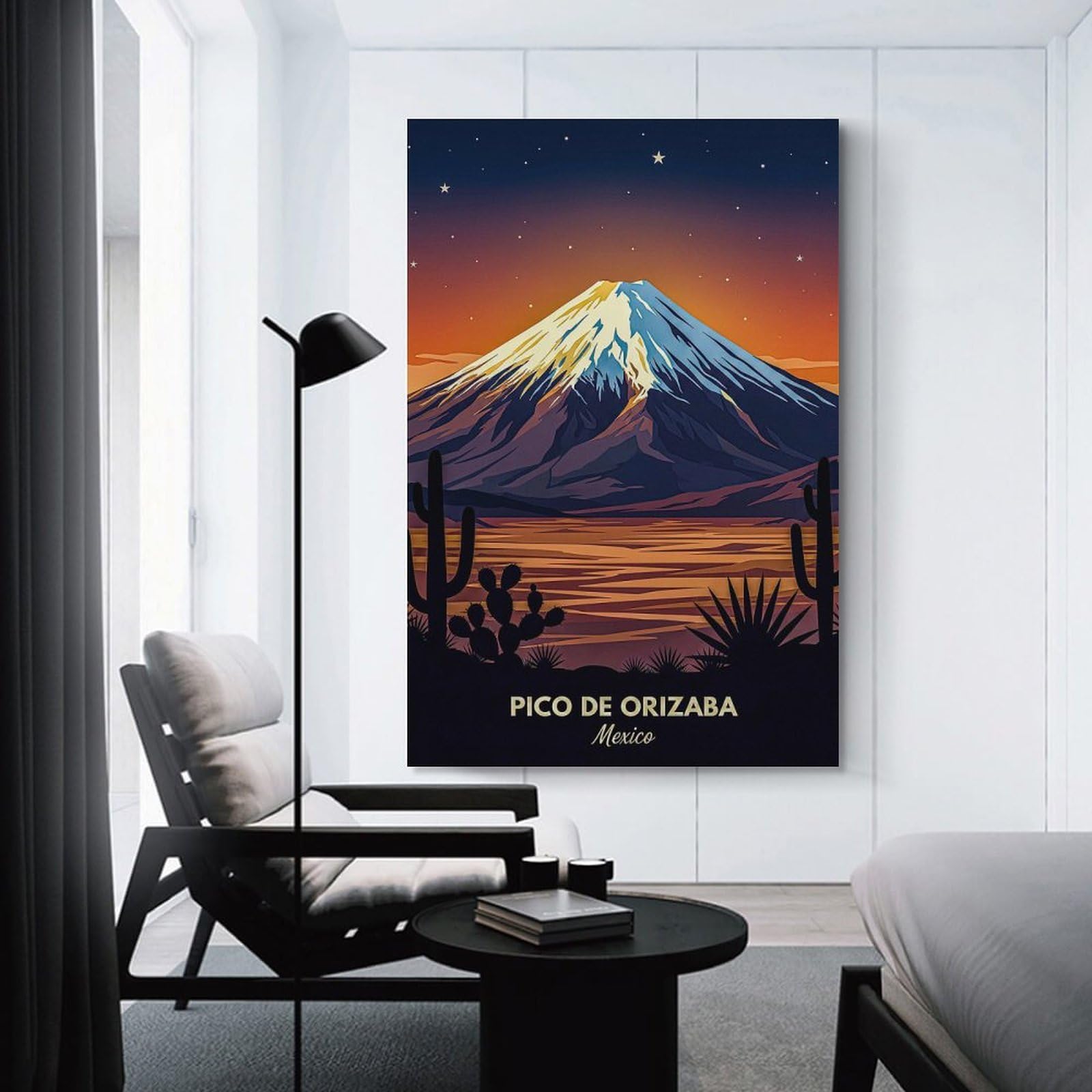 Junmoney Pico De Orizaba Mexico Sunset Canvas Wall Decor, 24x36inch(60x90cm), for Lounge Decor, Bedroom Walls Or Flats, Eye Catching Artwork for Blank Walls