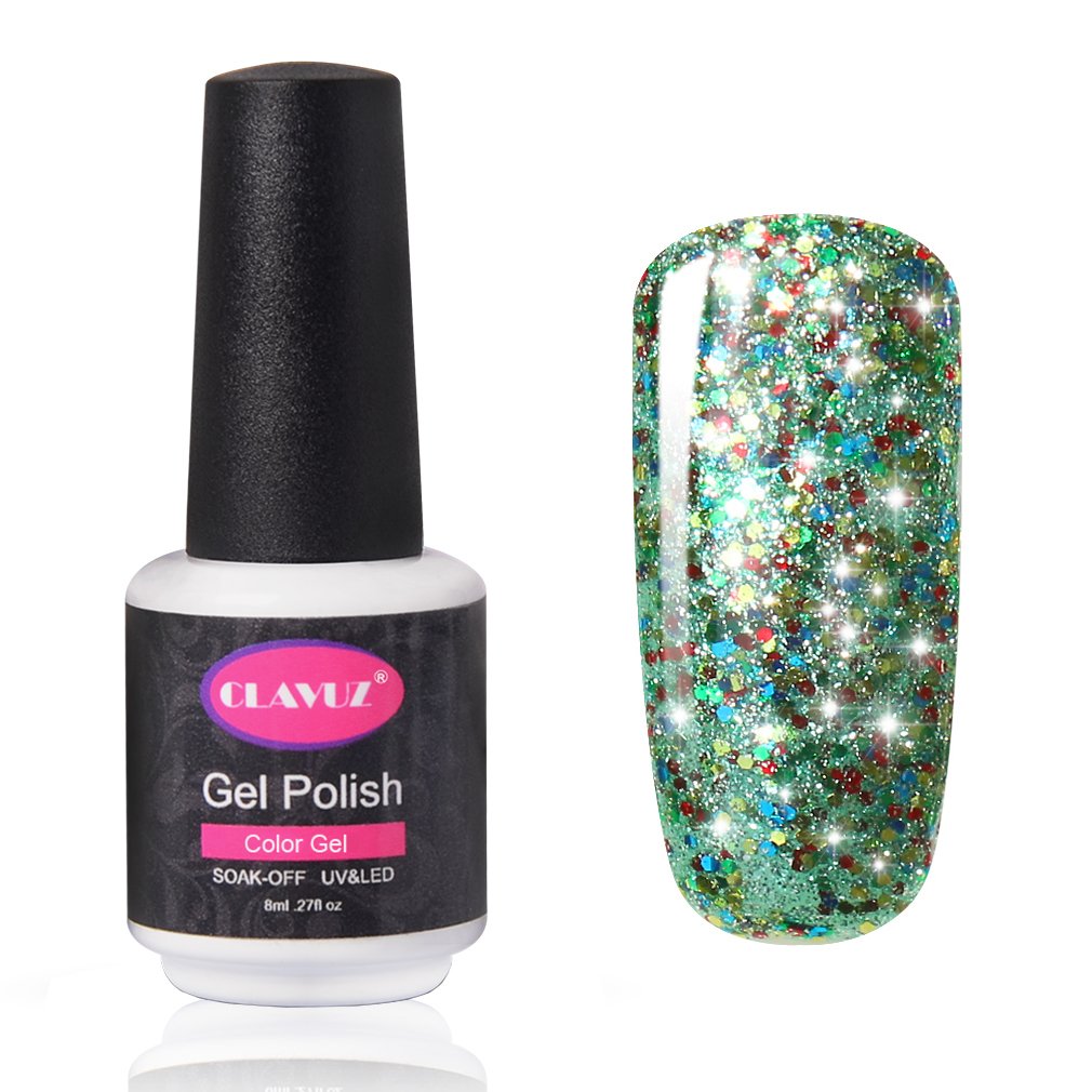 CLAVUZ Glitter Nail Polish Soak Off Starry Gel Nail Lacquer Manicure Nail Art Vanish