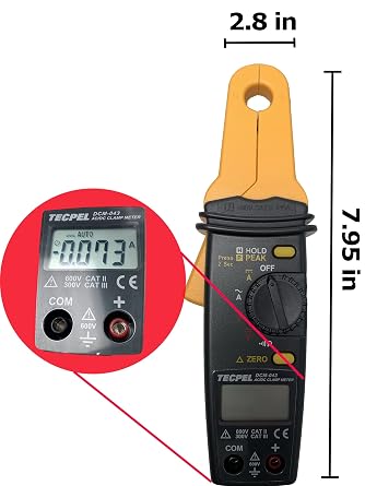 TECPEL DCM-043 Digital AC/DC clamp meter, clamp transmitter, high resolution of 1mA