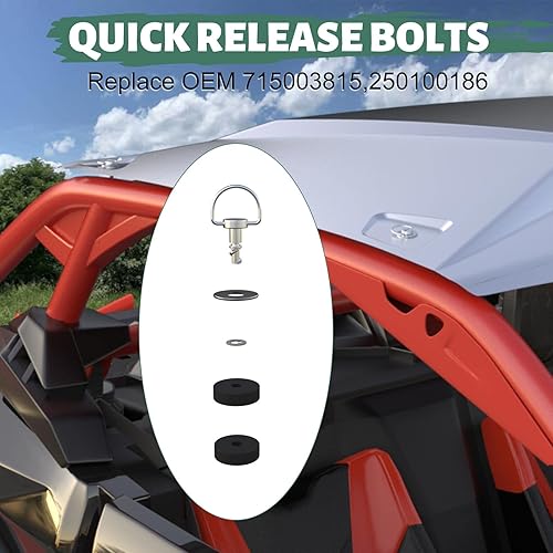 Miniatura 3 de NIXFACE Pasadores de techo X3 de liberación rápida para Can Am X3X3 Max 2017-2023, juego de 4 piezas de repuesto OEM #715003815 250100186