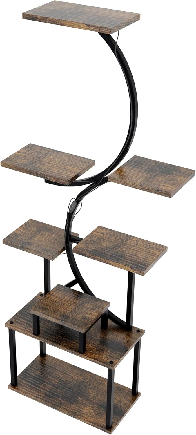 Plant Stand Indoor: 62-Inch 8-Tier Metal Plant Shelf with S-Shaped Design, Sturdy Construction for Multiple Indoor Plants – Perfect for Home, Patio, and Balcony