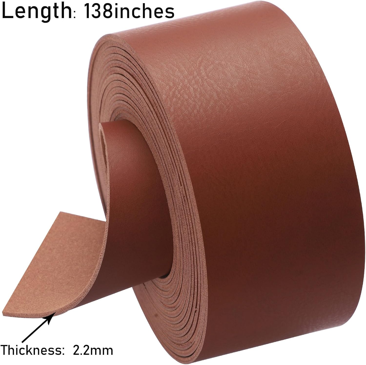 Picheng Faux Leather Straps 2 Inch Wide Leather Strip, 138 Inch Long Leather Belt Strips for DIY Craft, Hobby Workshop (Brown, 2 Inch) - Image 4