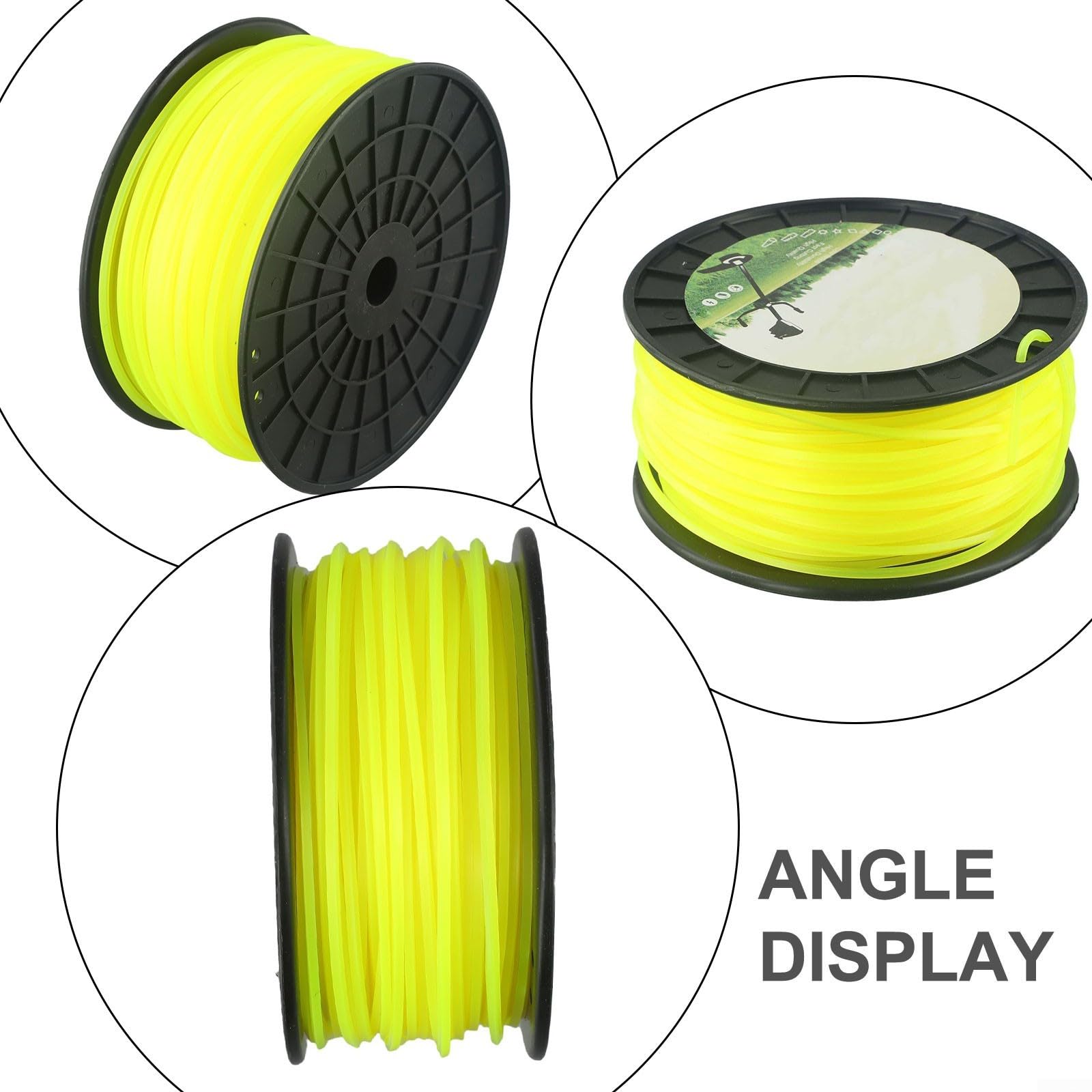 Fil en nylon jaune de 3 mm pour débroussailleuse à gazon de 100 m de long, forme carrée pour une coupe facile