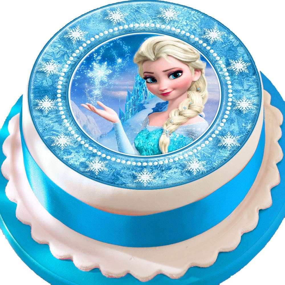Frozen ELSA Star Border Birthday PRECUT Edible Icing Cake Topper Decoration