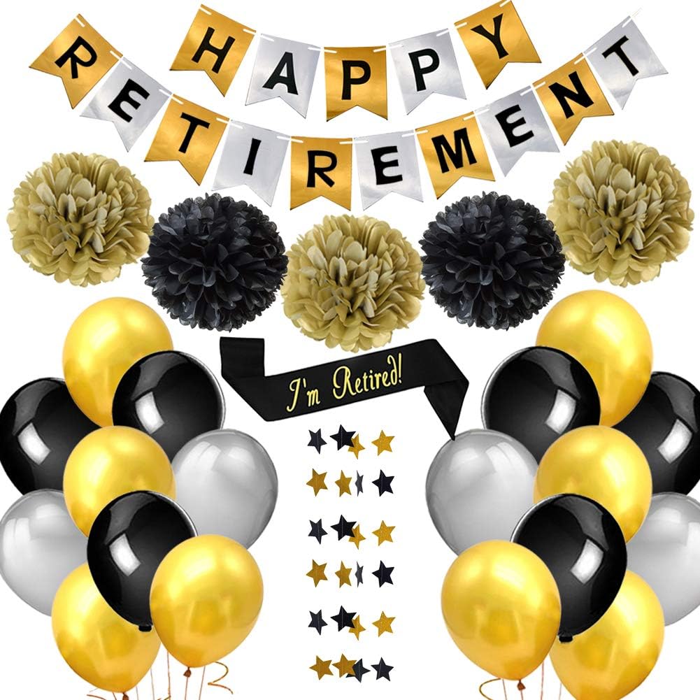 Retirement Party Decorations Happy Retirement Banner Gold