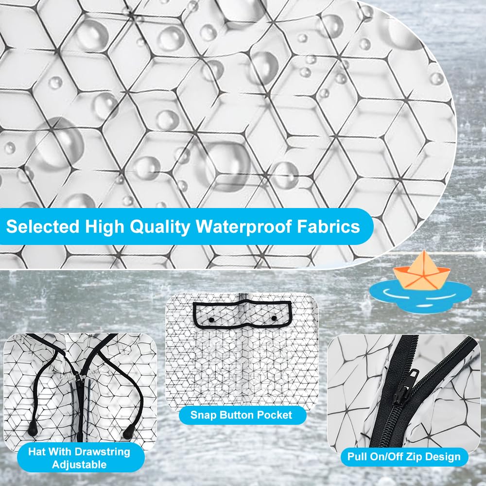 Chubasquero Impermeable Transparente Chubasquero Ultraligero para Hombre y Mujer Poncho de Lluvia con Capucha y Bolsillo Plegable y Reutilizable para Trabajo Viaje Excursión Senderismo