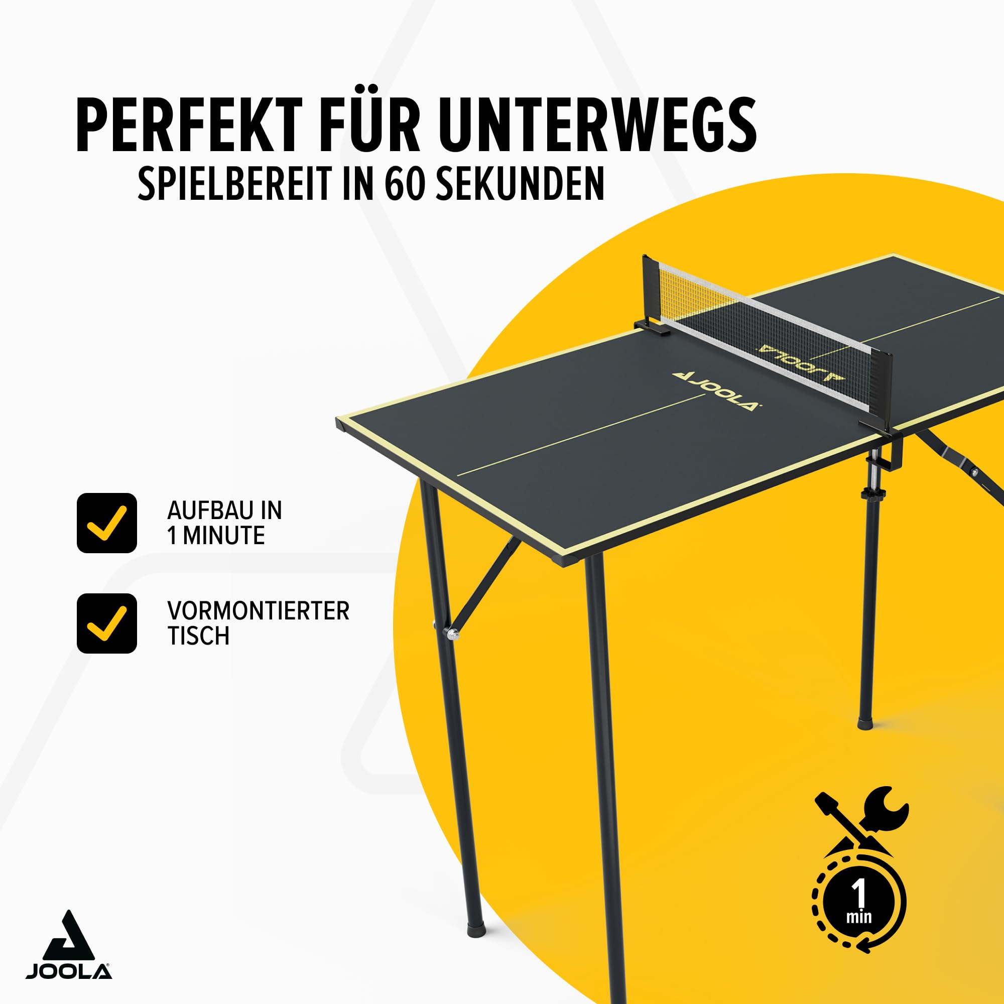 JOOLA Tischtennisplatte Mini, Indoor Tischtennistisch, Freizeittisch Inklusive Tischtennisnetz