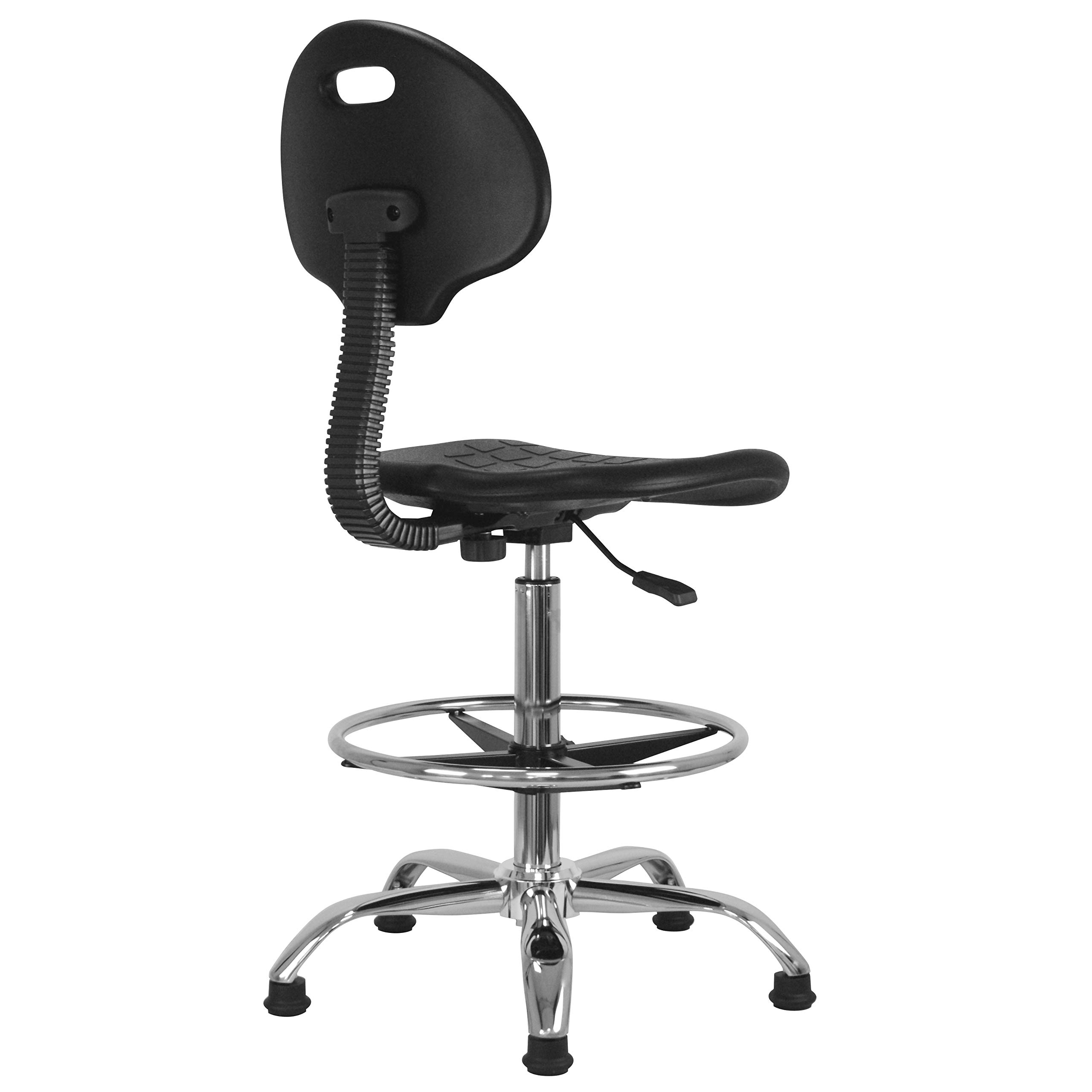 WAYTEX ATIK Asiento Alto de Trabajo Asiento y Respaldo ergonómico, Altura Regulable 57 – 81 cm con reposapiés de Metal Cromado, Giratorio 360 °