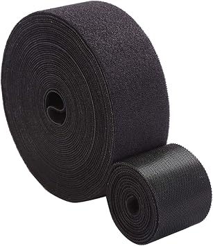 Reusable Fastening Tape Cable Ties Roll 2 Inch Double Side Hook Roll Hook and Loop Cord Management Wire Organizer Straps Black 5 Yard