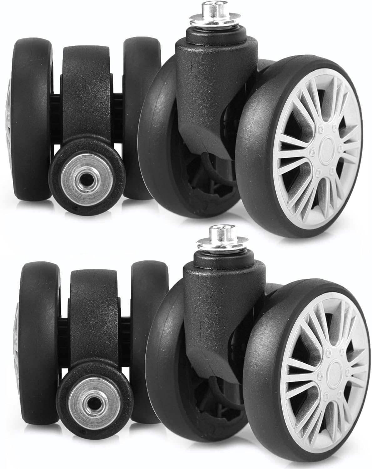 Zoofen Luggage Wheels Replacement 4 pcs Suitcase Replacement Wheels Wear-Resistant Spinner Wheels for Most Suitcase Repair(ZLN-A39,Black)