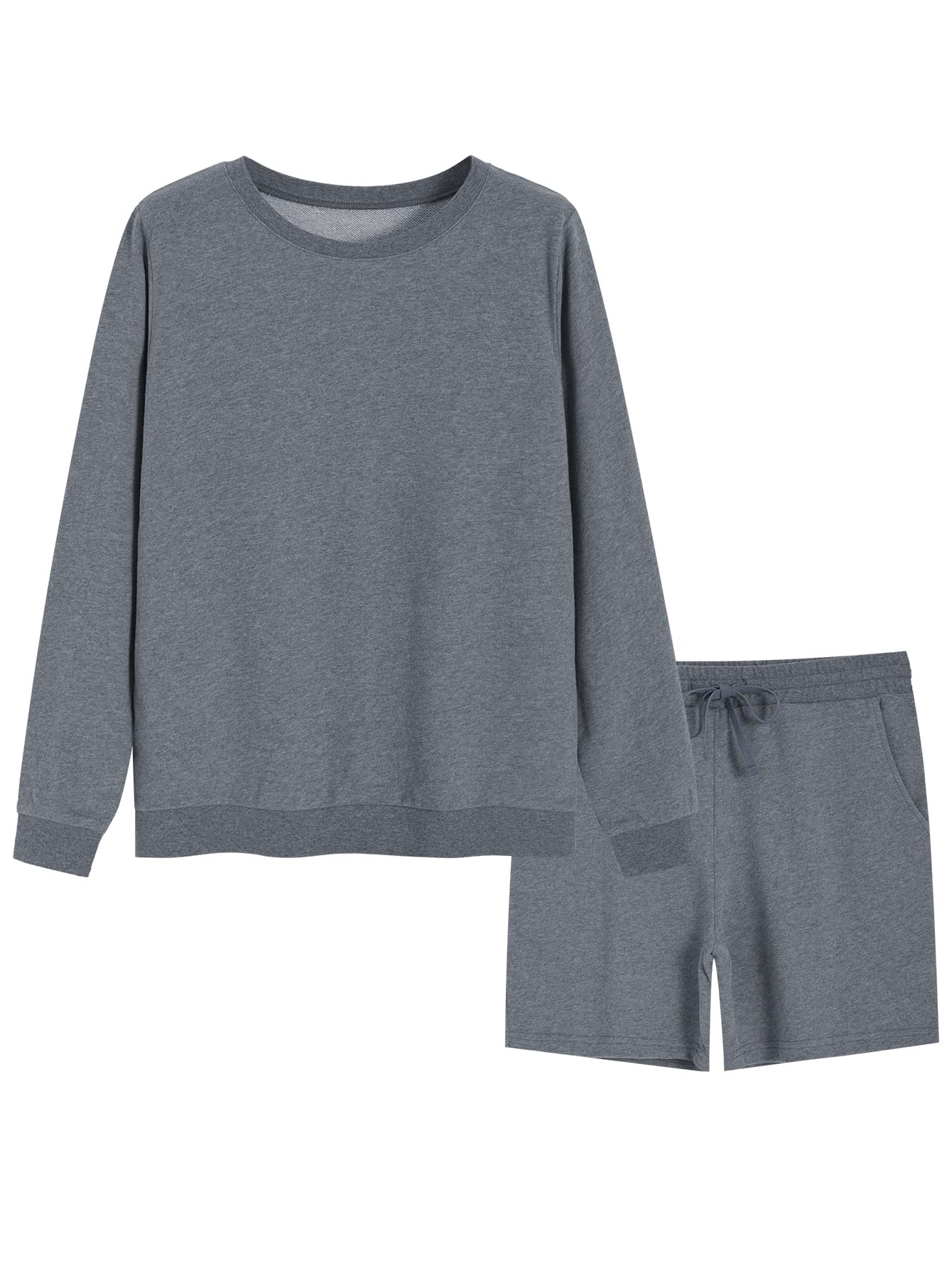 Weintee Women's Sweatsuits 2 Piece Set Shorts and Sweatshirt Matching Tracksuit