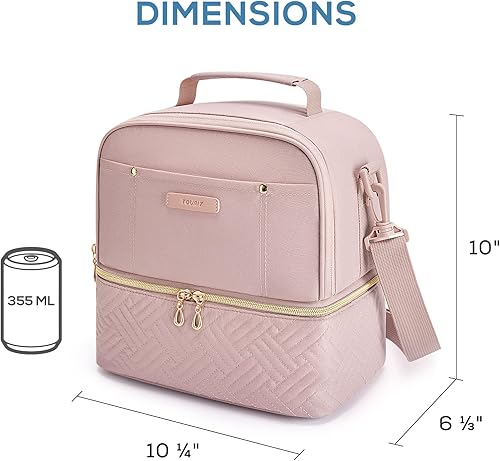 Miniatura 3 de TOURIT Lonchera para mujer, de doble cubierta, con aislamiento, para mujeres y hombres, para el trabajo, la escuela, color rosa
