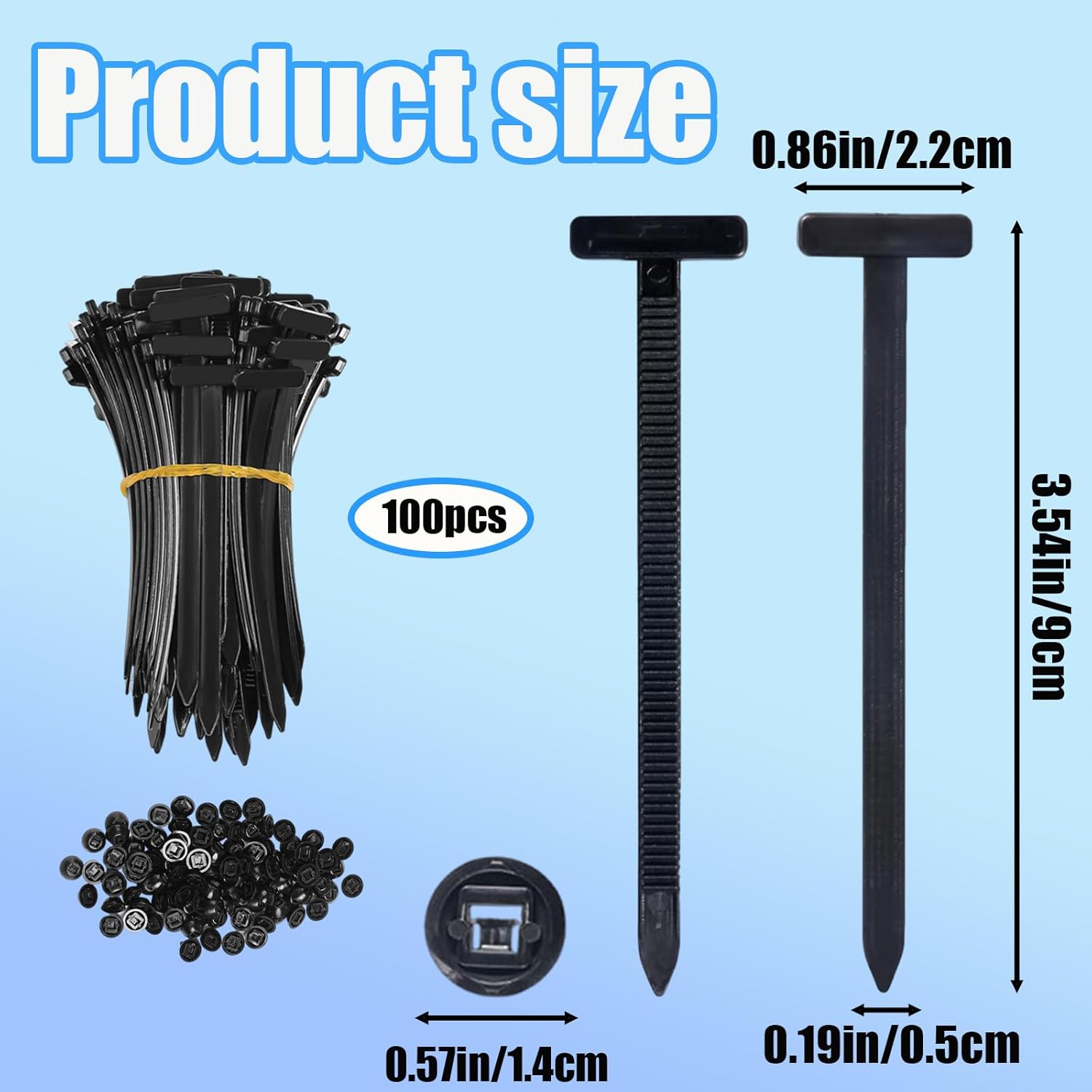 100Pcs Nylon Universal Cable Tie Buckle, Heavy Duty Self-Locking Zip Ties Holder, Multipurpose Plastic Cable Ties Tool for Car Daily Auto Fixing
