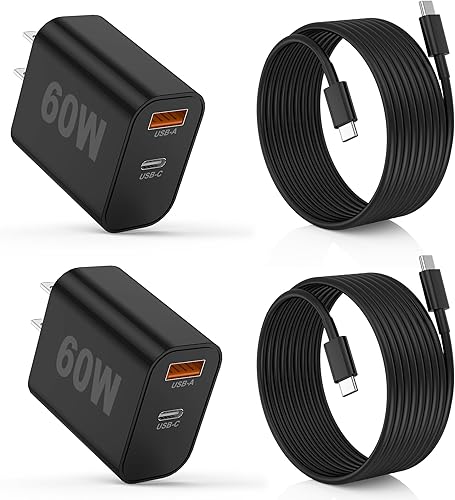 Miniatura 14 de Cargador para iPhone 17/16/15 Pro/Pro Max, cargador de pared USB-C de doble puerto con PD 40 W y carga rápida QC 20 W, cable USB-C de 6 pies para