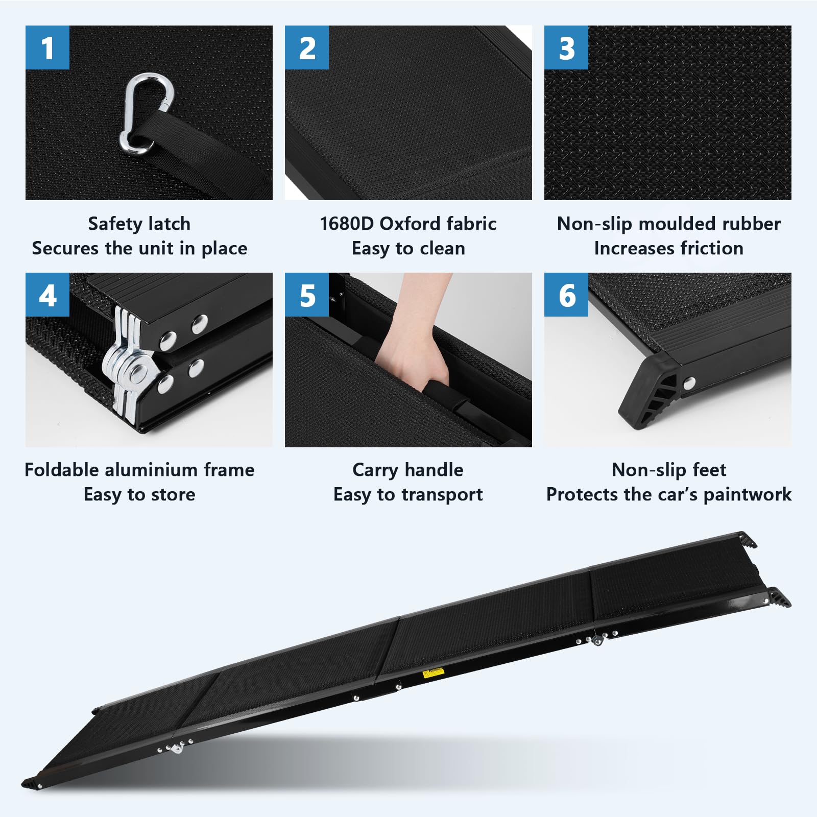 MXBAOHENG Escalier pour chien pliable pour voiture - Charge maximale : 70 kg - Rampe pour chiens - Cadre en aluminium - Échelle portable avec antidérapant - Pour chiens souffrant de problèmes