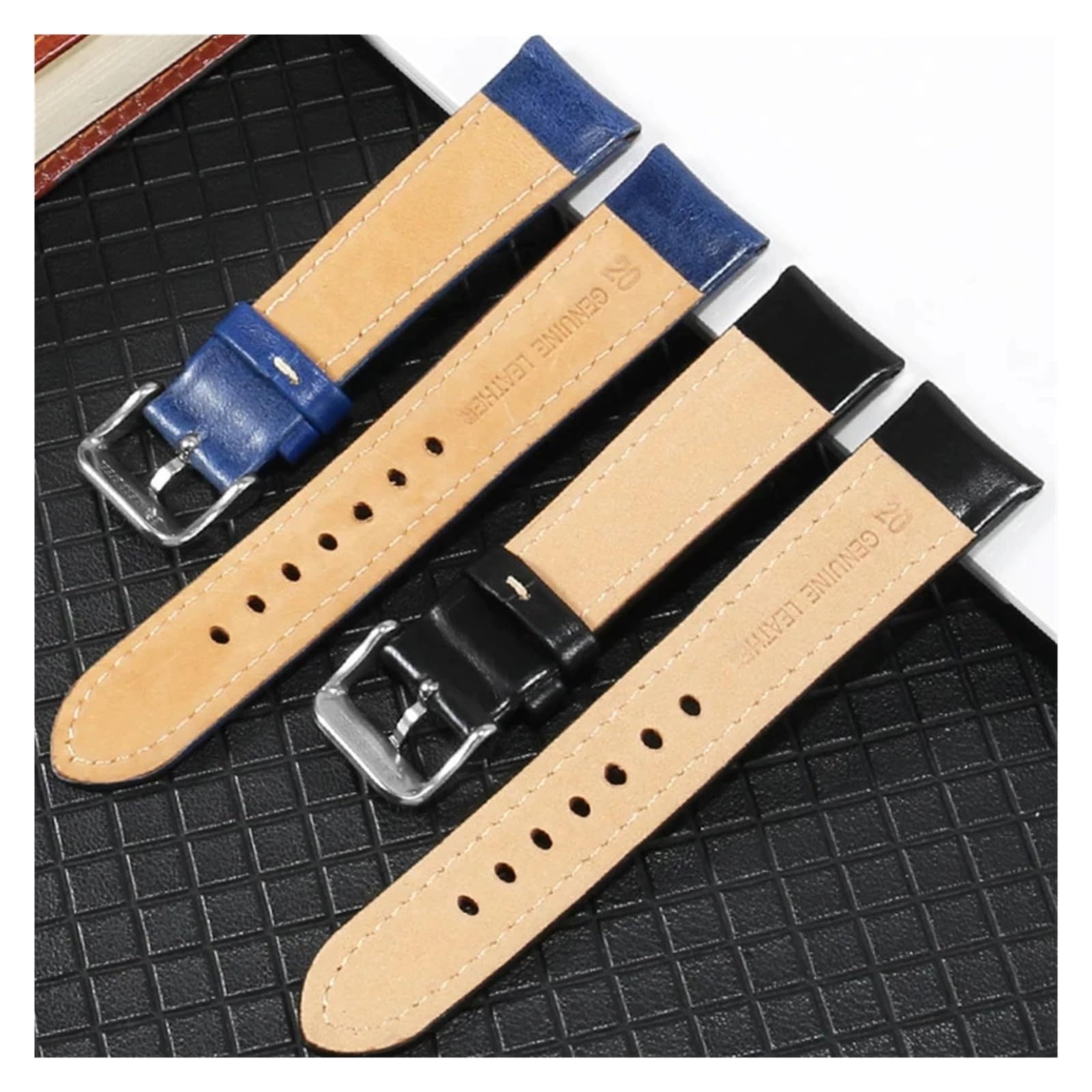 LUGEMA Bracelet De Montre En Cuir Véritable De Vachette À Interface Plate De 20 Mm
