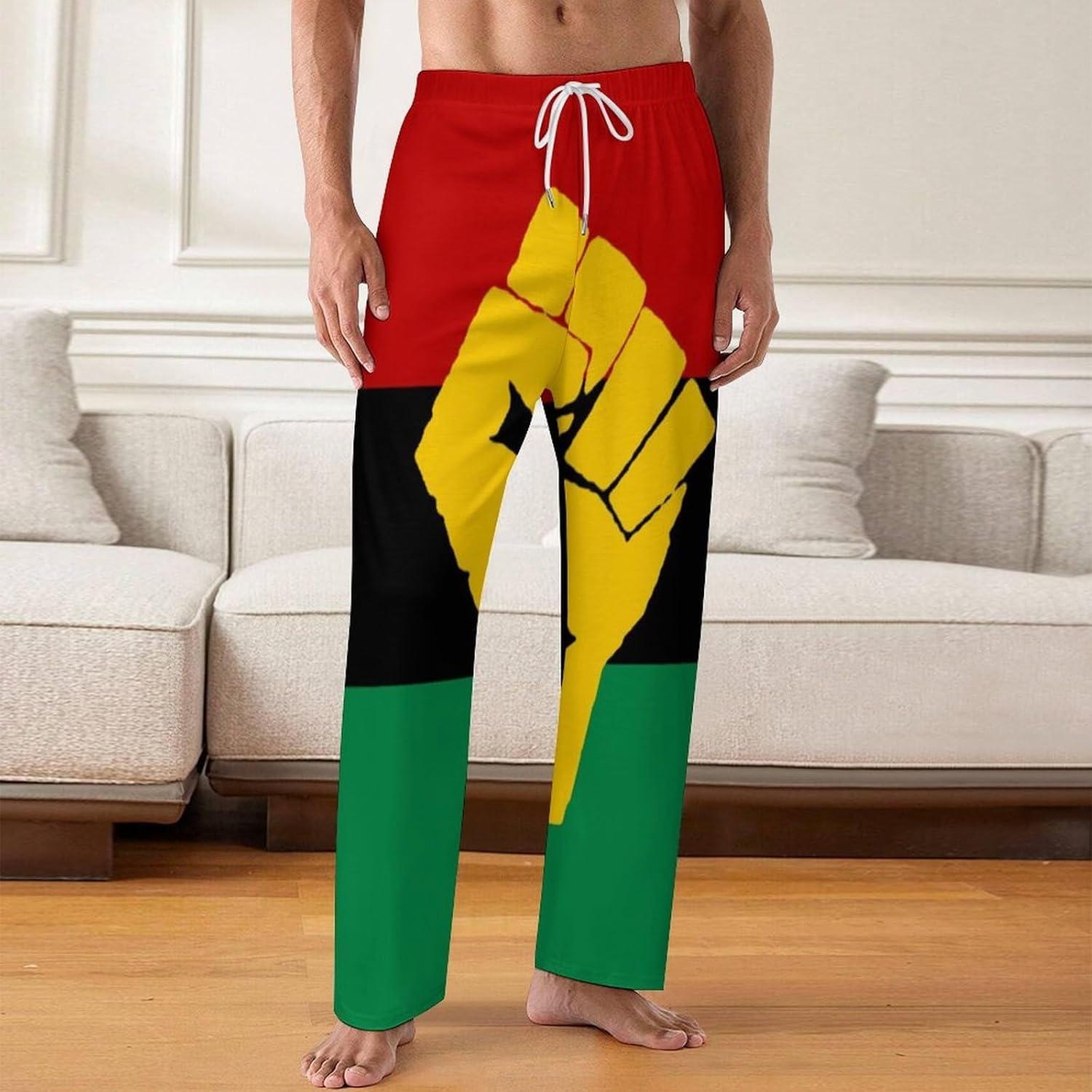 Black History Month American Flag Pajama Pants for Men Soft Warm Sleepwear Lounge Bottoms Pants with Pockets