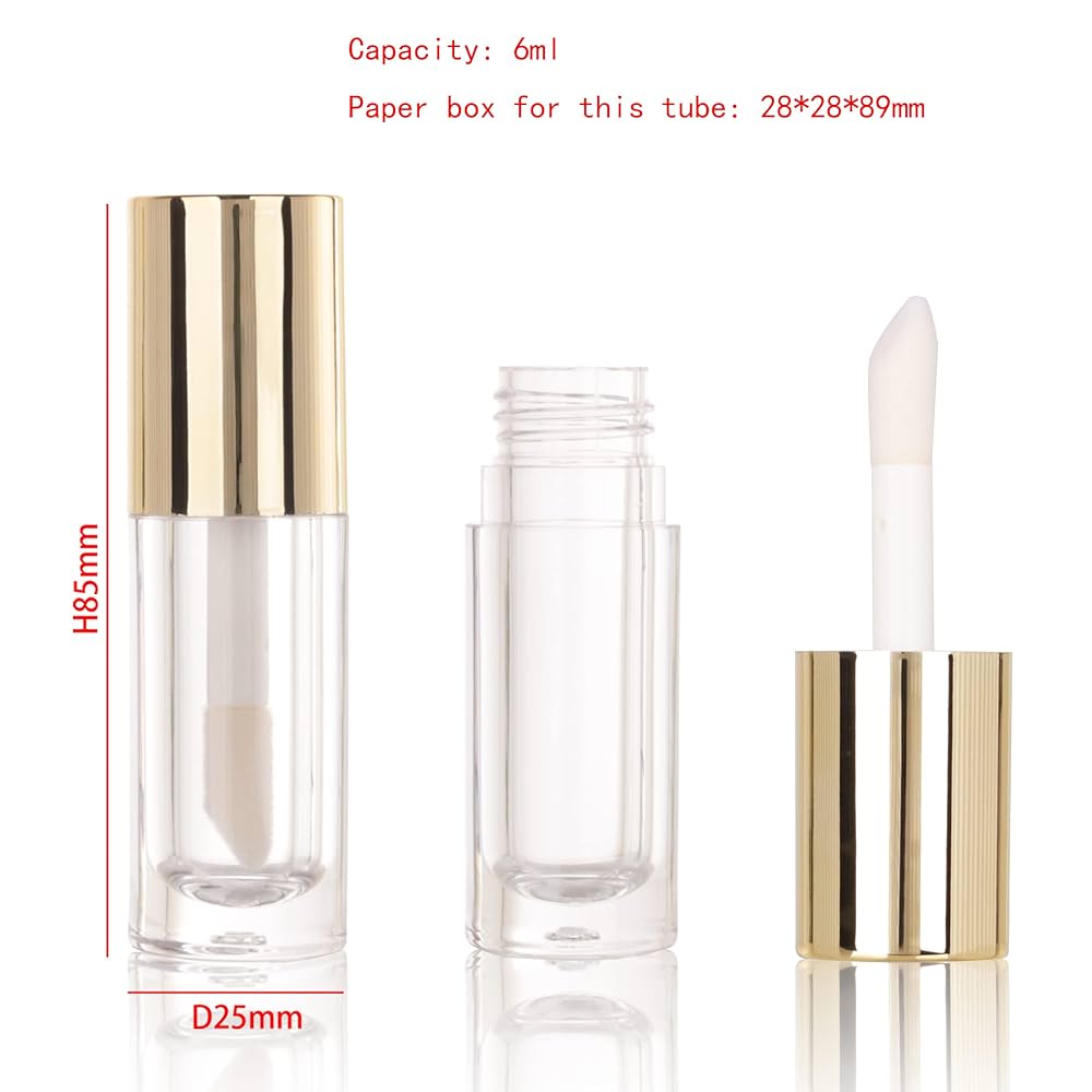 Kritne Lip Gloss Bottle,10pcs Refillable Lip Gloss Bottle DIY Empty Lip Oil Tube Container Makeup Tool 5ml Pc Leopard Print Gold Ring