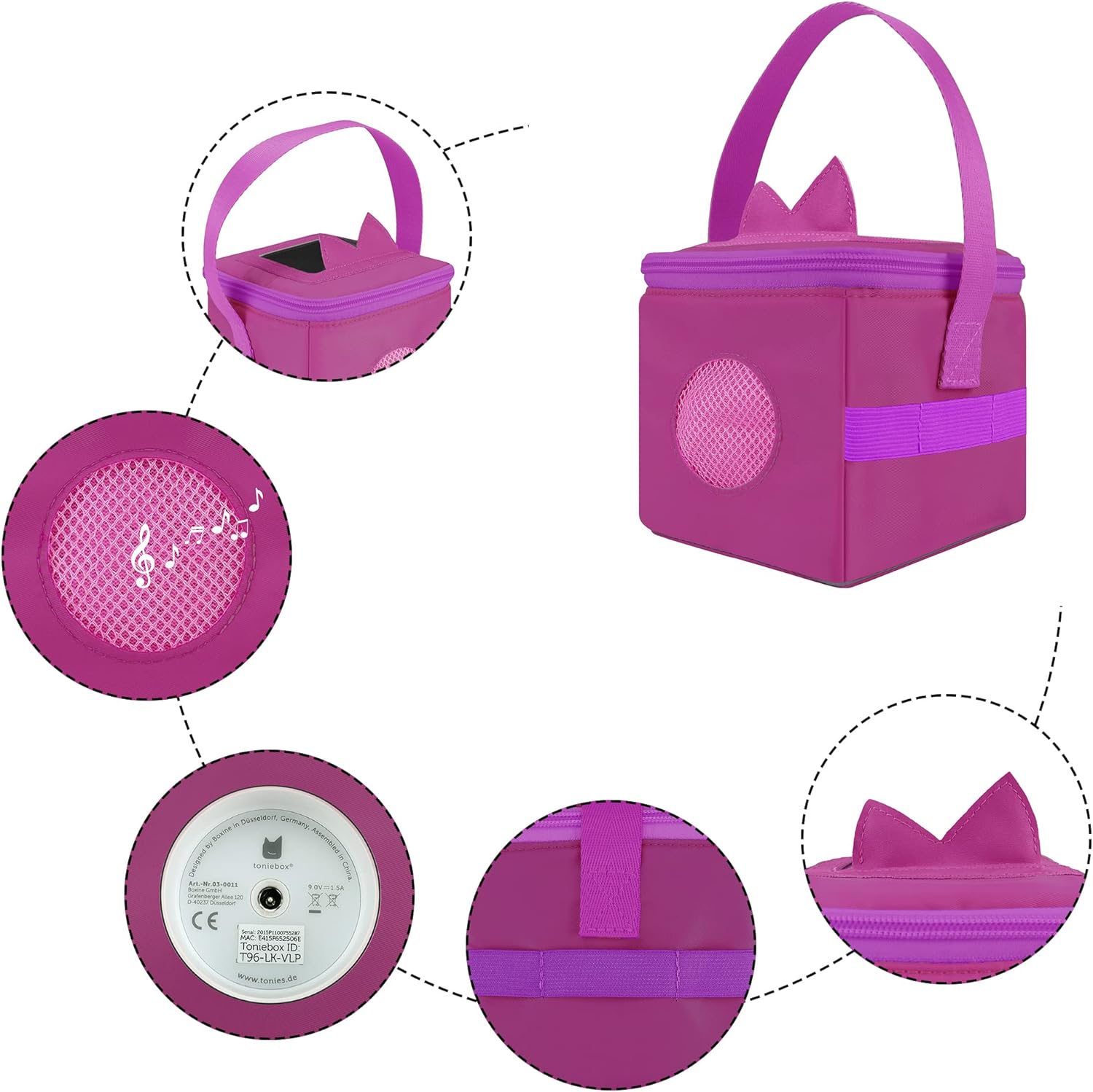 Carrying Case for Toniebox and Tonies Figures, with Cover for Tonies Ears, Transport and Storage Bag for Toniebox and Accessories, Purple - Image 4