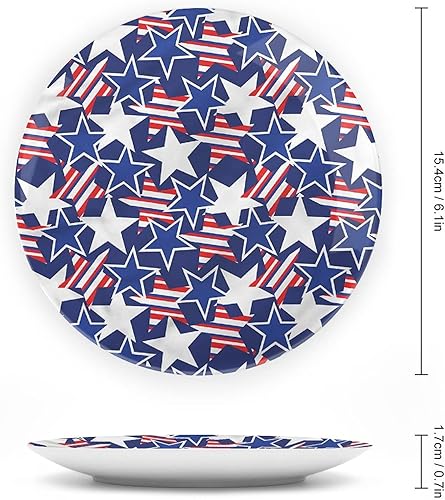 Miniatura 2 de LIGUTARS Placa de exhibición de cerámica, placa decorativa colgante de cerámica del 4 de julio, estrellas y rayas, 6 pulgadas, placa de cerámica