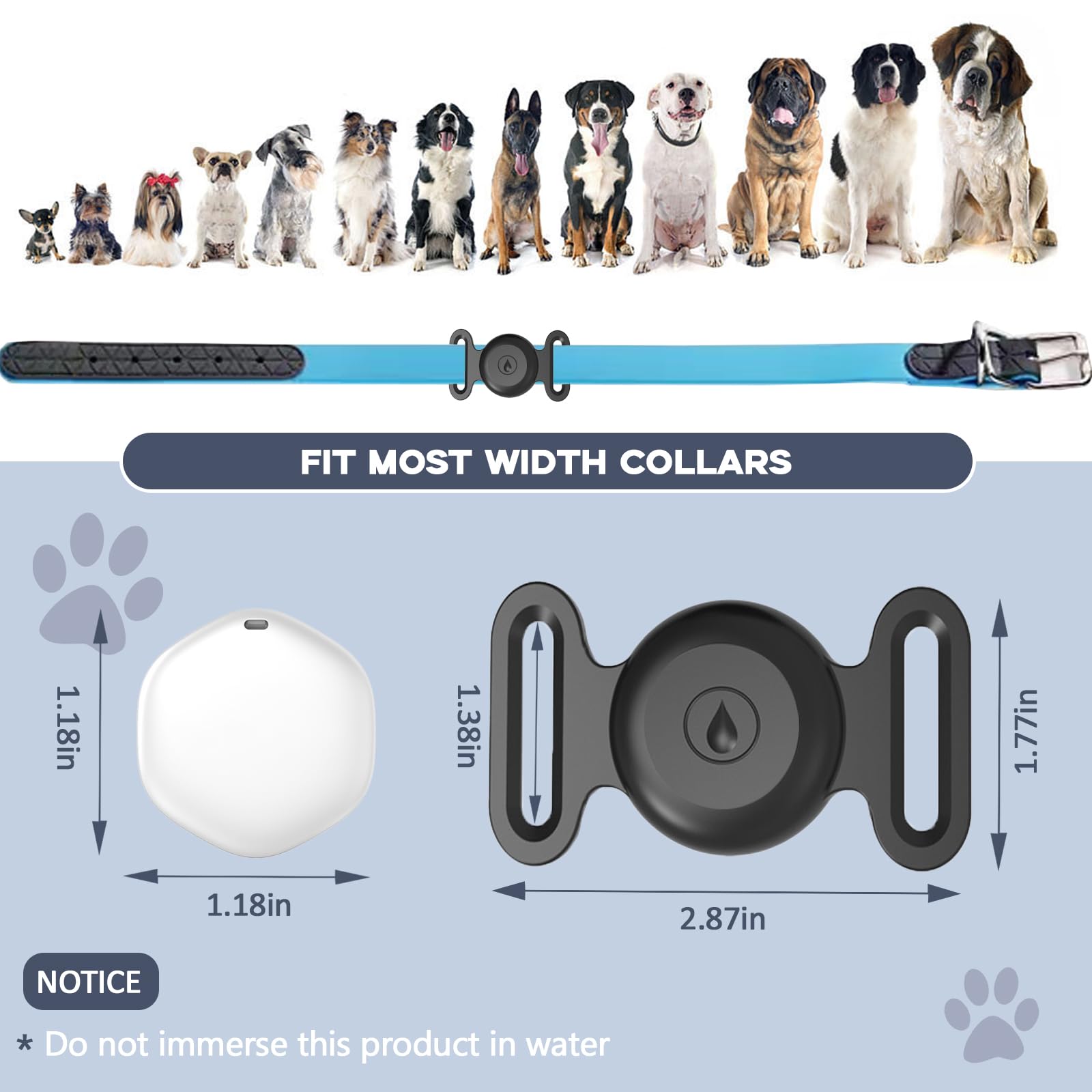 GPS Tracker for Dogs, Mini GPS Cat Tracker, IPX8 Waterproof GPS Tracker for Cats with Holder, No Monthly Fee, Work with Apple Find My(iOS Only), Smart Trackers for Dogs Finder Trackers Pets(Black) - image 5