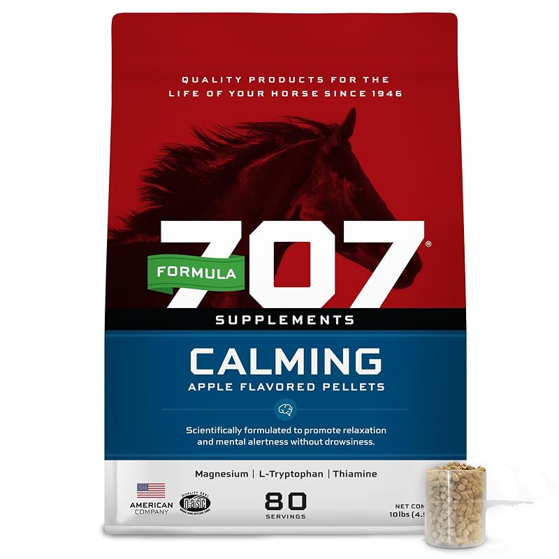 Suplemento para Cavalos Formula 707 com L-triptofano, Tiamina B1 e Magnésio – 4,54 kg, 80 porções