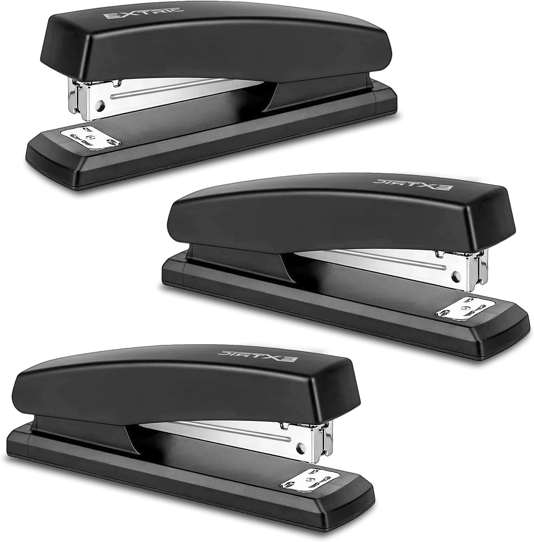 Stapler – Staplers for Desk, Black Stapler Heavy Duty 3 Pack, Staplers 25 Sheet Capacity for Office and Home