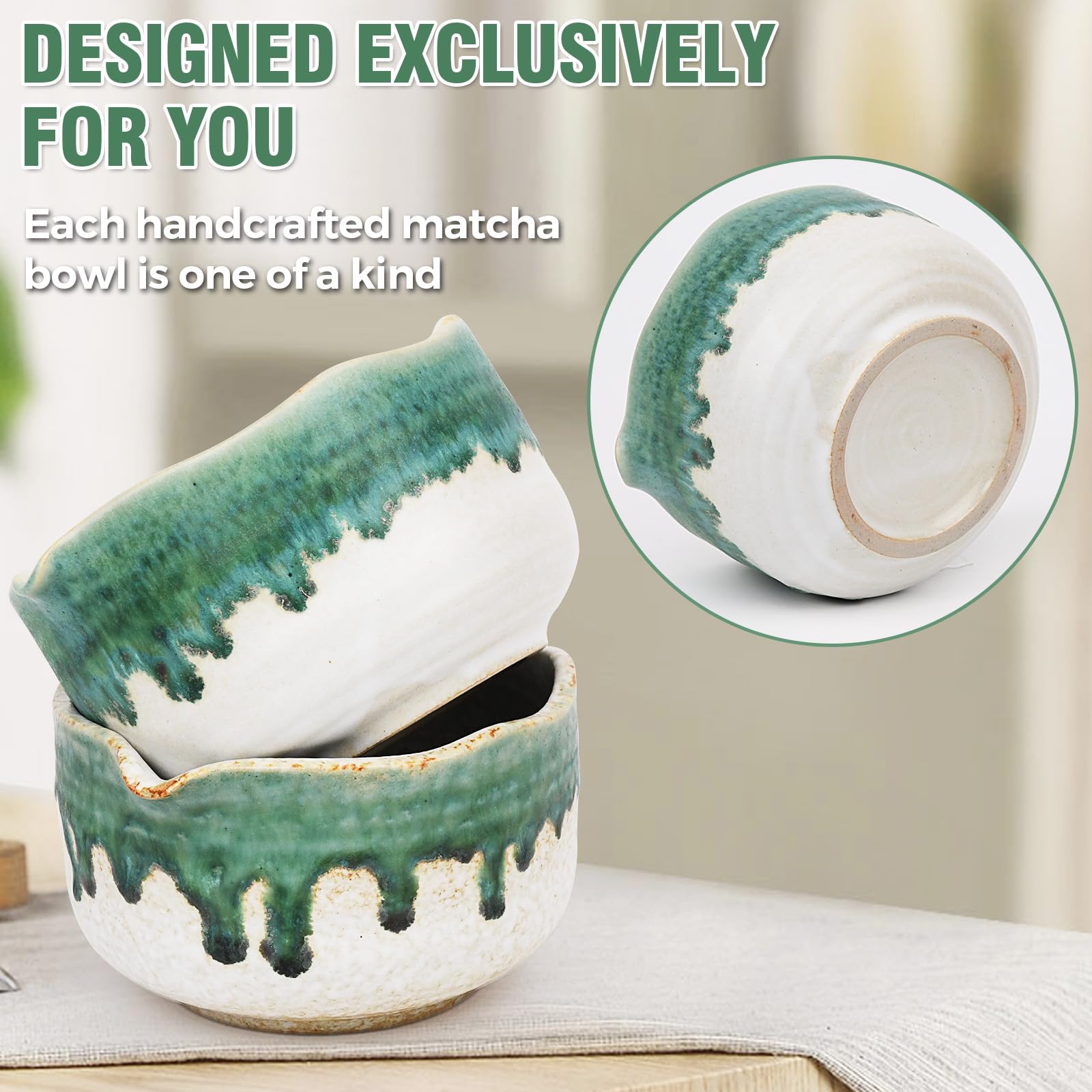 Ceramiczny zestaw matcha (śnieżny jadeit)