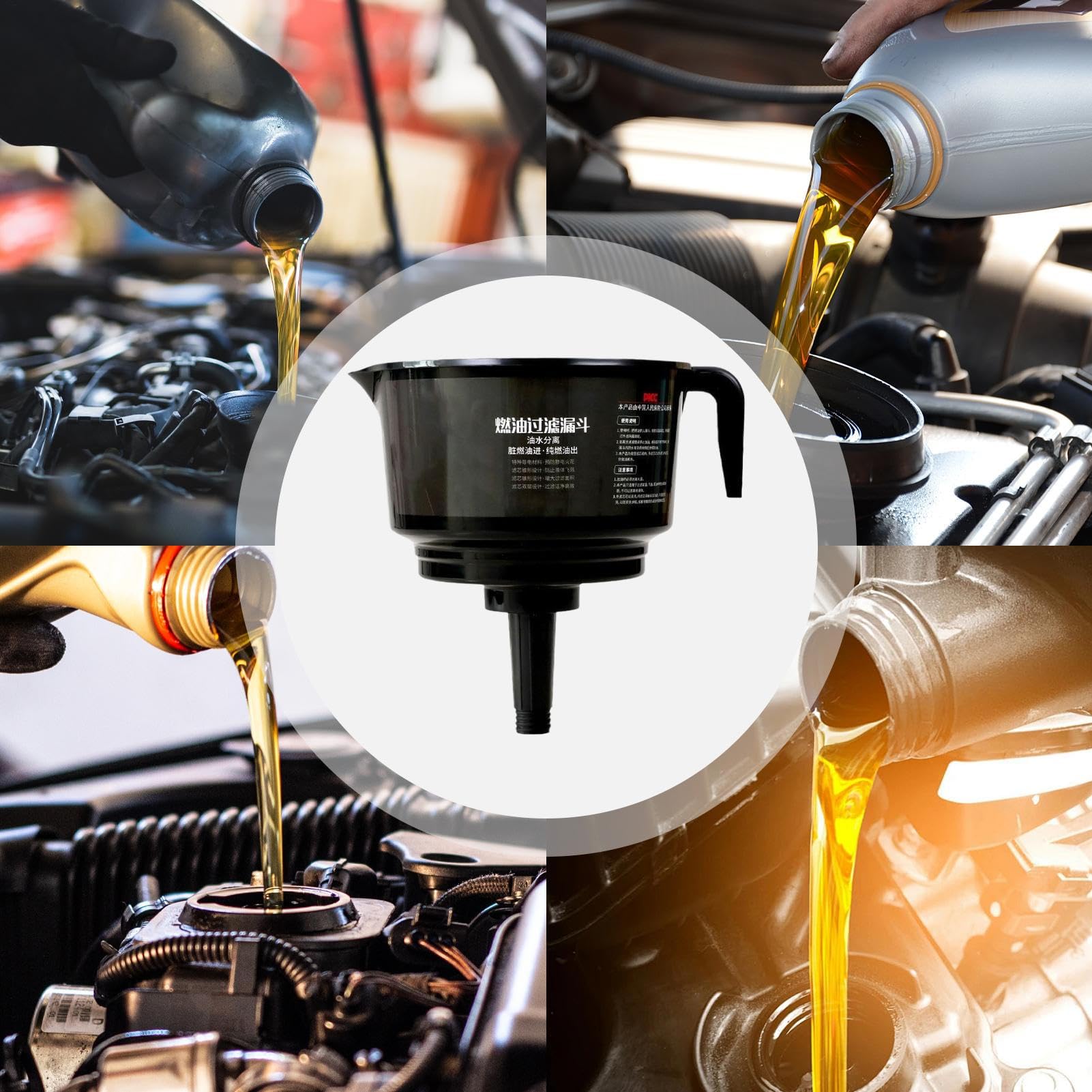 Imbuto Separatore Olio Acqua Filtro Separatore per Imbuti Auto | Filtraggio per Rifornimento Veicoli Moto Barche Trattori