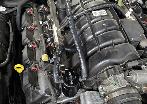 Miniatura 2 de J&L Oil Separator Co. 3.0 Lata de captura de aceite 3061P compatible con cargador 2005-2023 Challenger 5.7 Hemi (negro)