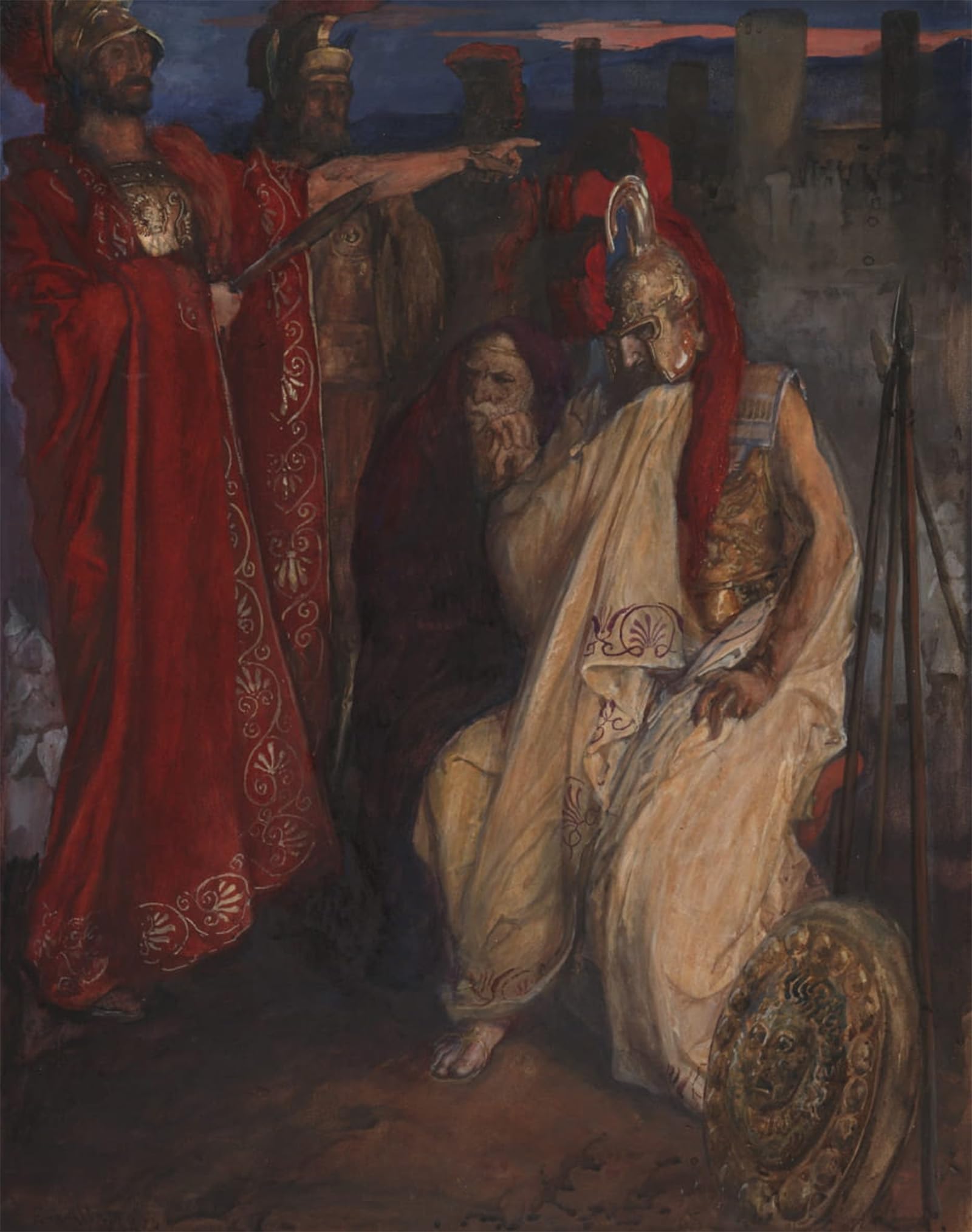 POSTERIIk Vintage Classic Picture Landscape Artwork Troilus and Cressida Before Agamemnon by Edwin Austin Abbey Portrait Canvas Painting for Office Home Decor 60x90cm