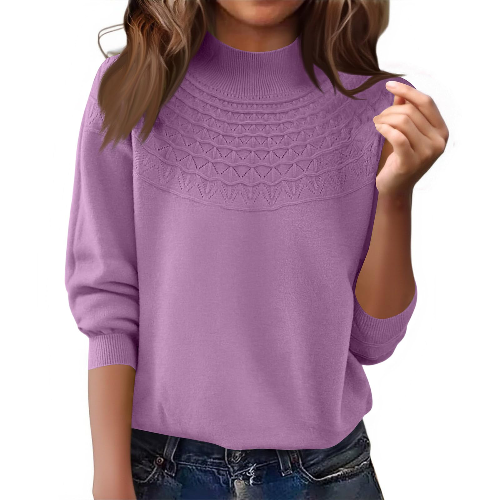Cashmere Sweaters for Women Winter Warm Long Sleeve Mock Neck Soft Womens Sweater Casual Knitted Jumper Tops
