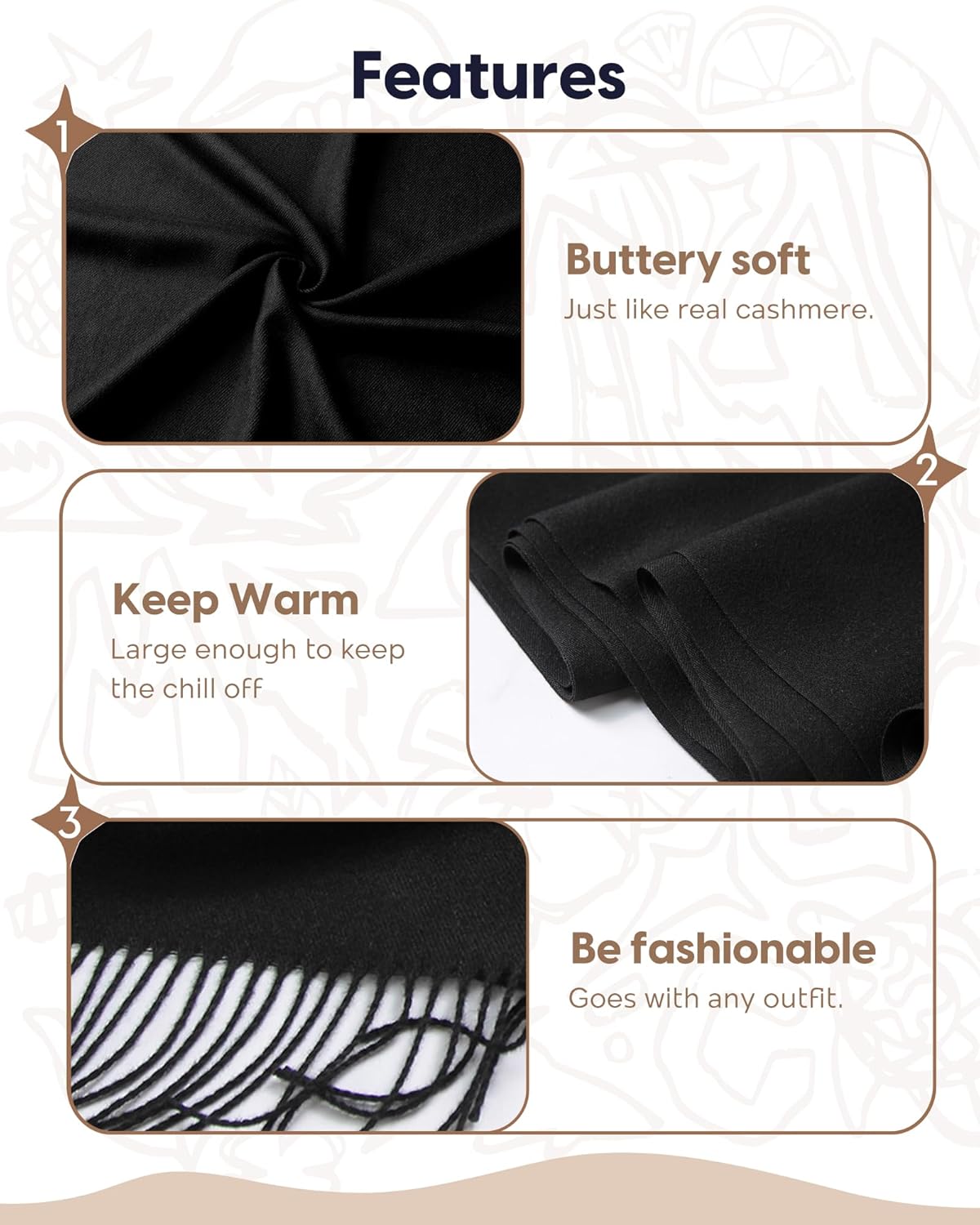 maamgic Women's Winter Scarf Soft Warm Scarf for Women Cozy Shawl Wraps for Women Lightweight Pashmina Style Wrap - Image 5