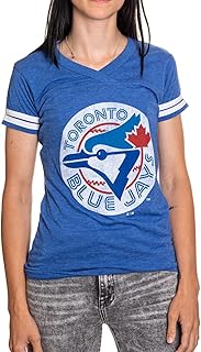 Bulletin MLB Toronto Blue Jays Women's Distressed Cooperstown Logo Tri-Blend V-Neck T-Shirt
