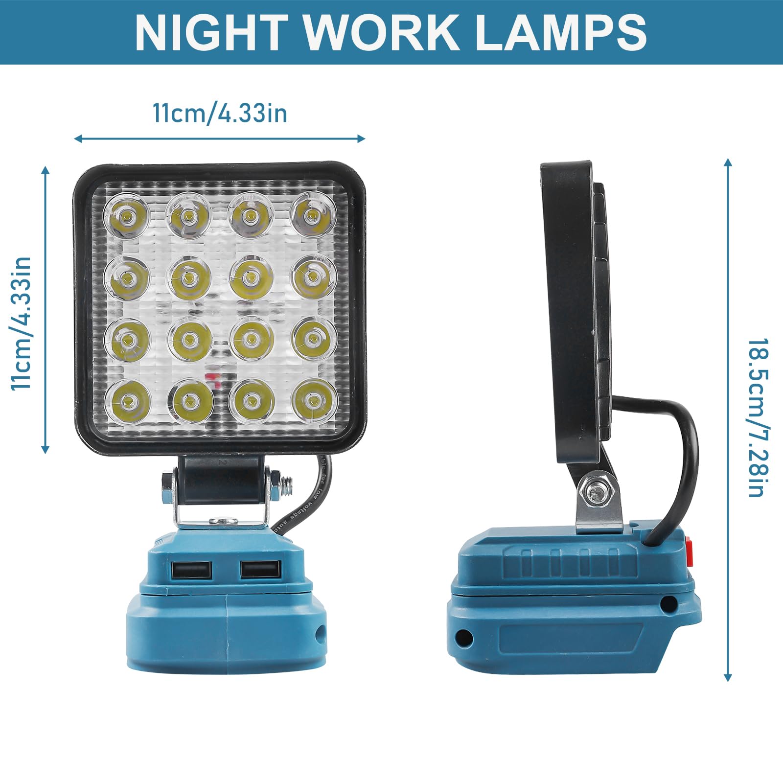 Akumulatorowa lampa do Makita 18 V, 18 W, 5400 lm, wielofunkcyjna lampa robocza LED, przenośny reflektor na plac budowy, Makita, 18 V, latarka na kemping, do naprawy samochodu, w sytuacjach awaryjnych